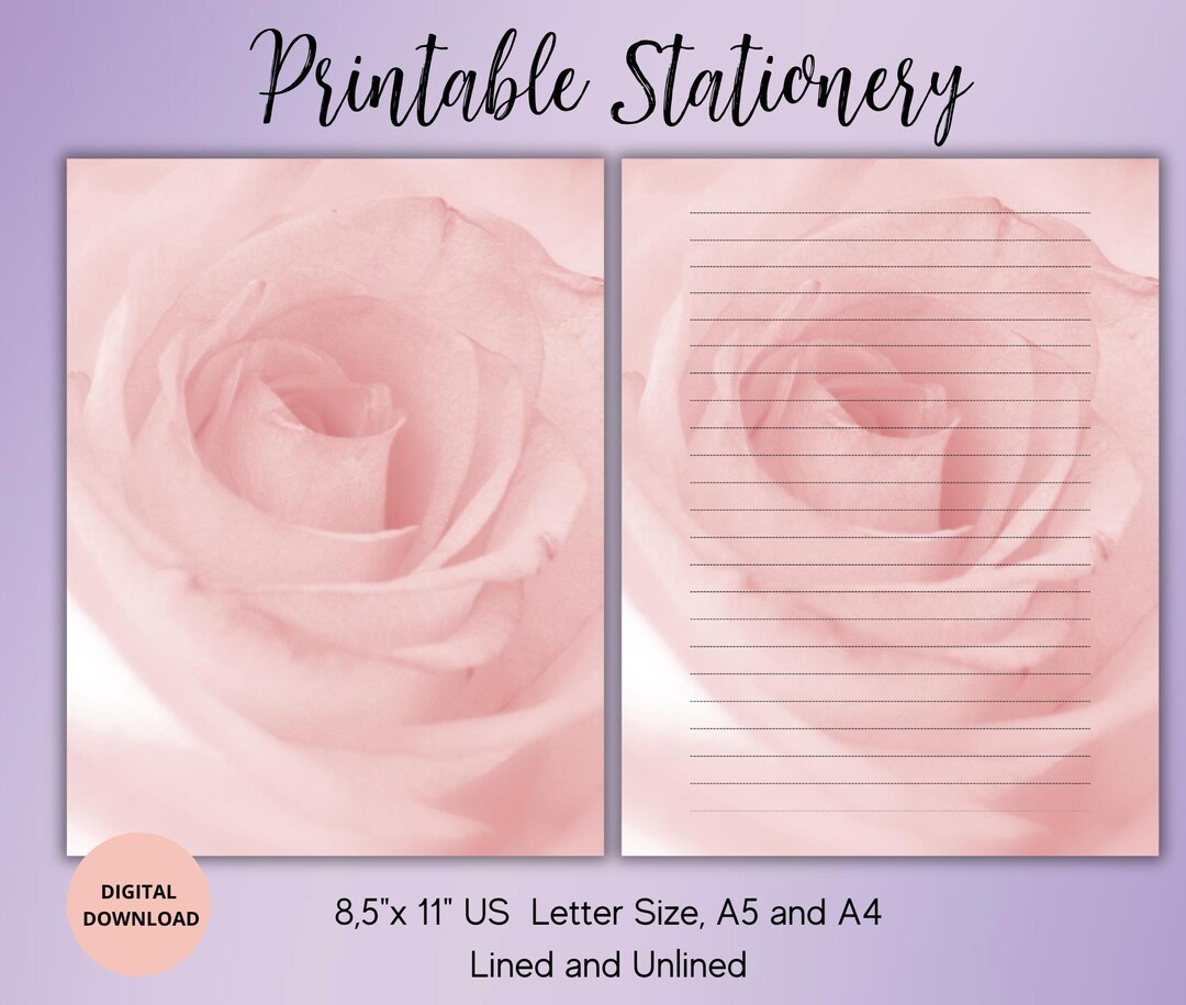 Rose Writing Paper Set Rose Stationery Flower Printable Stationery ...