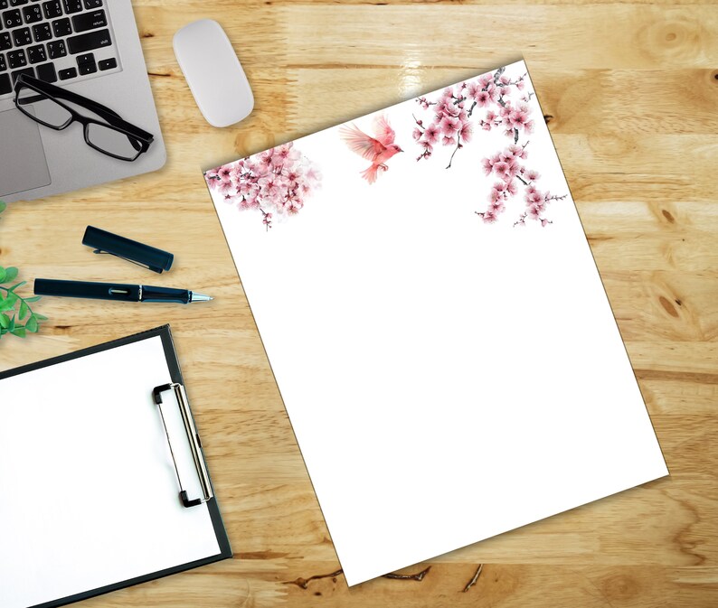 Cherry Blossom and Bird Printable Sationery-sakura Writing Paper Set ...