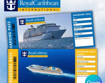 Editable Royal Caribbean Cruise Ticket-Print Surprise Gift Cruise Ticket-Boarding Pass Template-BoardingPass Canva Template-Instant Download