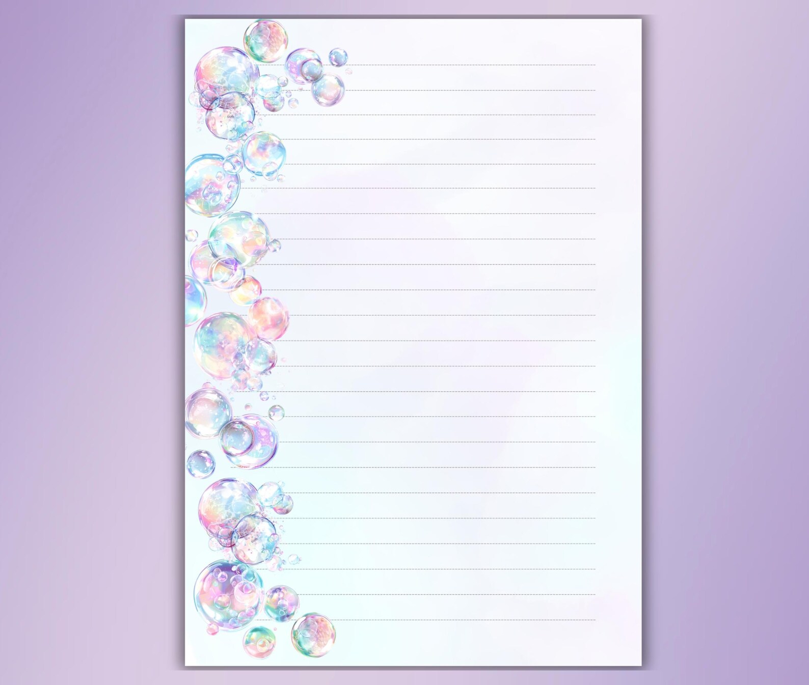 Watercolor Bubbles Printable Stationery-watercolor Writing Paper ...