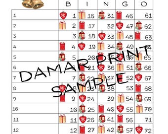 Frohe Weihnachten Bingo Bretter - Instant Download - 15 Zeilen - Winter druckbare Bingo Bretter - gerade gemischt leer - 75 Ball