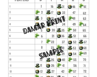 St. Patrick's Day Bingo Boards-Bingo Bords Printable 1-15 Lines - Straight Mixed Blank-75 Ball