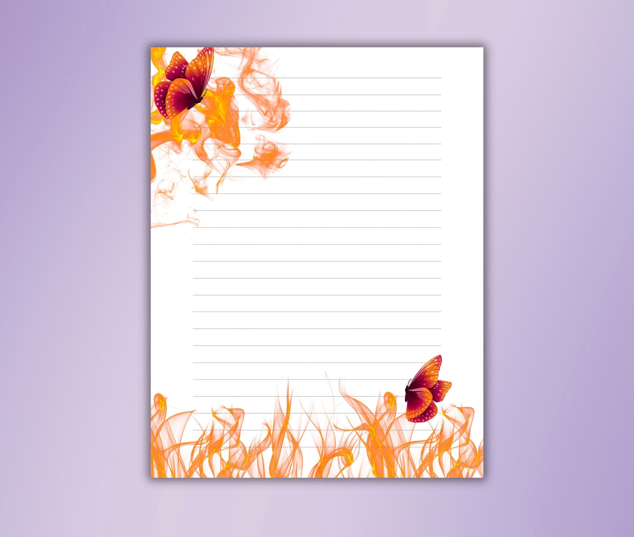Butterfly Printable Stationery,watercolor Stationary,digital Stationary ...