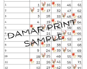 Folk  Printable Bingo Boards-Instant Download -Digital  Bingo Boards - Straight Mixed Blank- 75 Ball