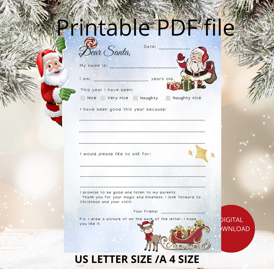Christmas Letter Printable-letter to Santa Claus-printable Kids Letter ...