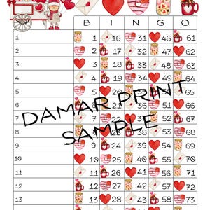 Valentine's  Bingo Boards - Instant Download -Valentine's Day Love Bingo Boards Set -- Straight  Mixed Blank- 75 Ball