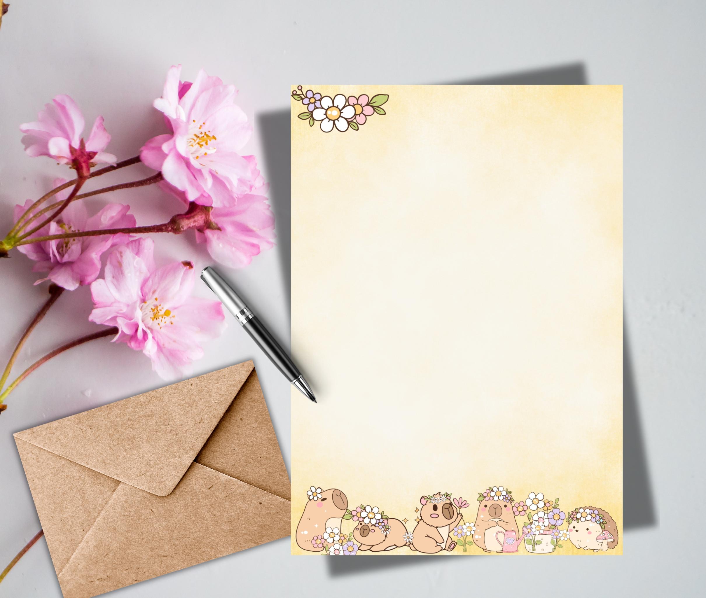 Capybara Printable Stationery-capybara Writing Paper Lined Unlined A5 ...