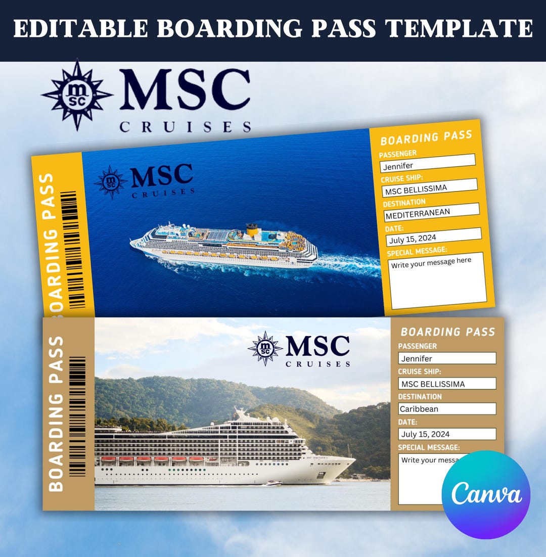 Biglietto crociera MSC MODIFICABILE-Carta d'imbarco modificabile - Main Image