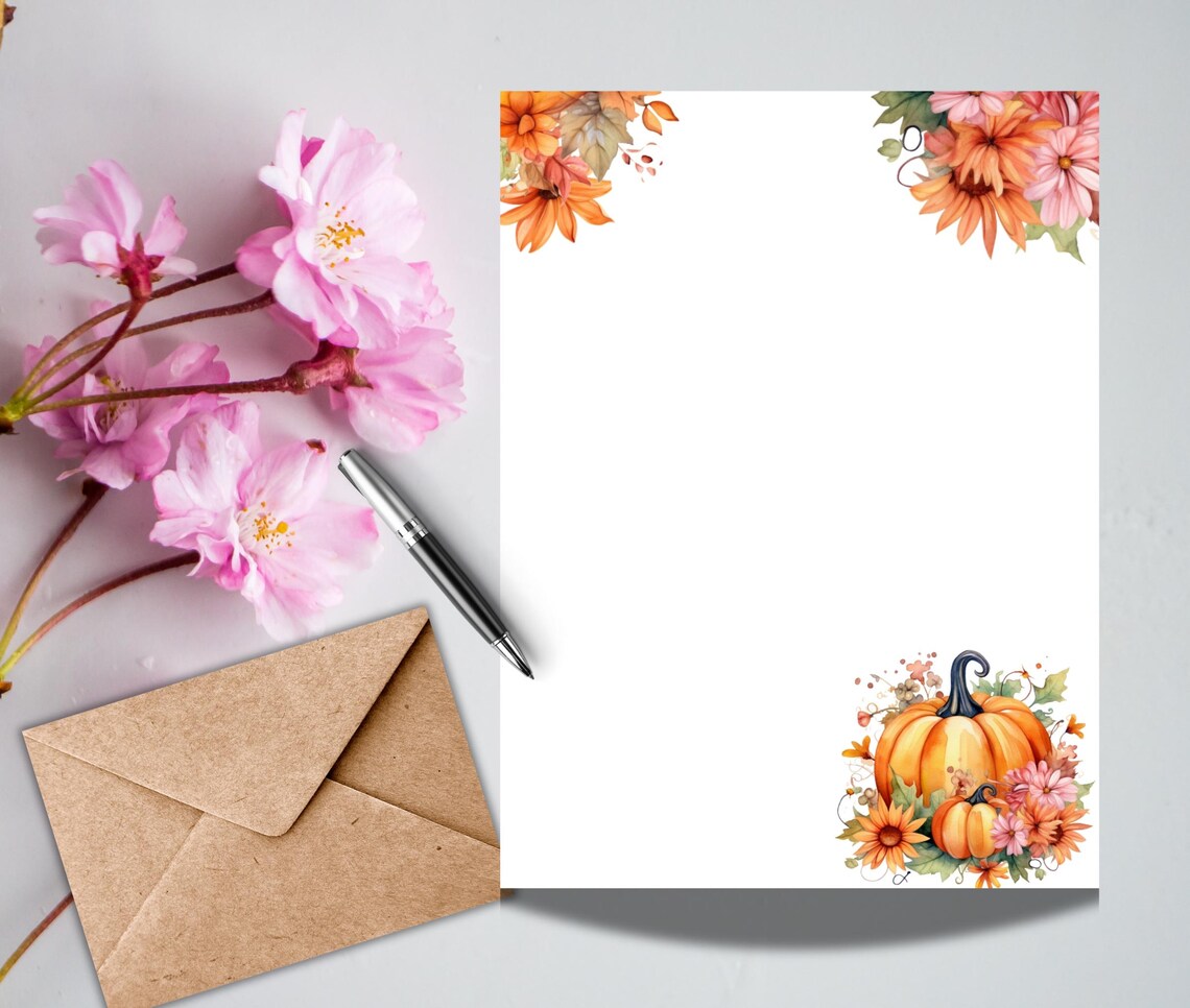 Pumpkin Printable Stationery,autumn Stationary,digital Download