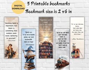 Paquete de marcapáginas imprimibles de mago - Marcapáginas de escuela de magia - Marcapáginas mágicos - Marcapáginas para amantes de los libros - Paquete de marcapáginas para niños