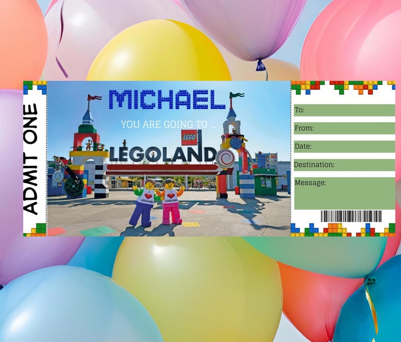 Editable Legoland Ticket-surprise Legoland Editable Template-editable ...