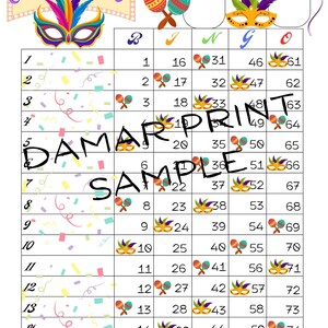 Carnival Bingo Boards - Instant Download -15 Lines - Printable Bingo Boards - Straight Mixed Blank- 75 Ball