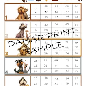Cat & Dog  Printable Bingo Boards -75 ball- Straight  Mixed Blank