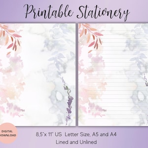 Wildblumen Briefpapier Set, Blumen Briefpapier zum ausdrucken, Blumen Briefpapier A4, A5, US Letter, Sofort Download