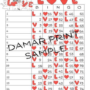 Love Cats Bingo Boards - Instant Download -Valentine's Day Love Bingo Boards Set - Straight Mixed Blank- 75 Ball