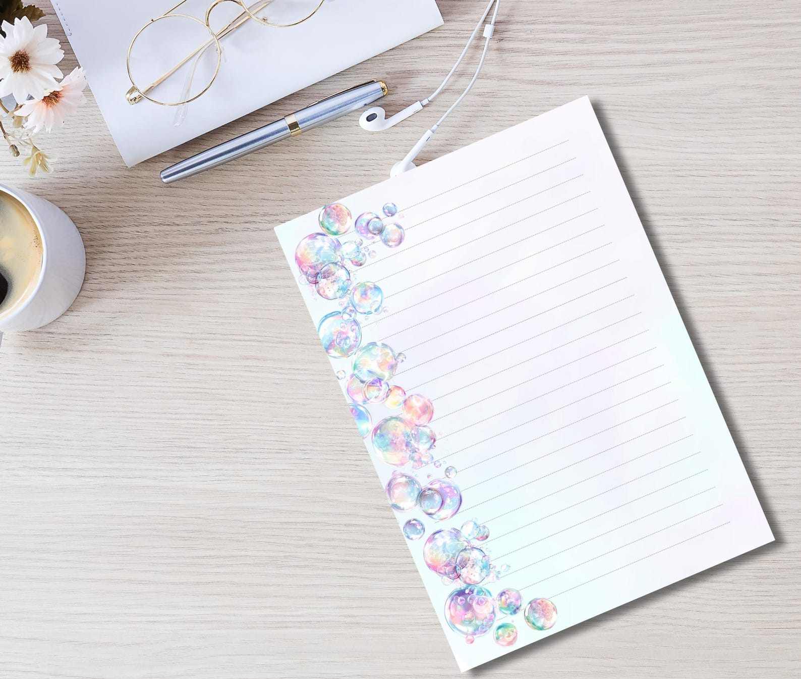 Watercolor Bubbles Printable Stationery-watercolor Writing Paper ...