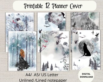 Gothic Printable Planner Covers-Planner dividers-Gothic Planner Covers A5/A4/US Letter-Journal Pages & Inserts-12 styles-Stationery set