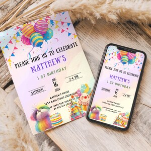 Editable  Birthday Invitation- Clown Invitation-Birthday Party Invite -Birthday Invitation Template- Birthday Girl/Boy