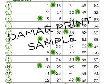 Lucky Bingo Boards - Instant Download -15 Lines -Casino Printable Bingo Boards - Straight Mixed Blank- 75 Ball