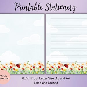Ensemble de papeterie fleurs d'été-papier à lettres fleurs non doublé A4/A5/US Letter-papeterie florale pour lettres/billets-fournitures d'écriture d'été