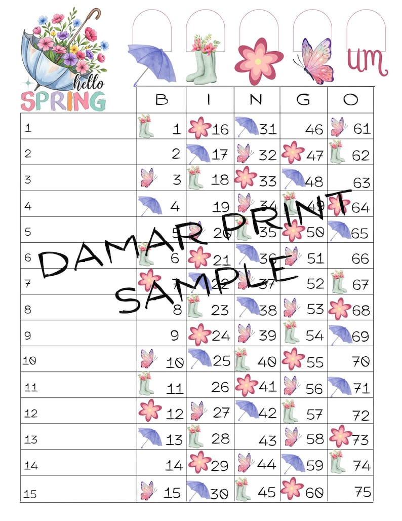 Spring Printable Bingo Boards-instant Download -spring Bingo Boards ...