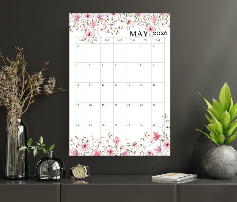 Calendario de mayo de 2026 editable - Planificador mensual imprimible ...