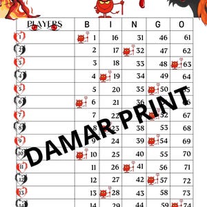 Devils Bingo Boards Printable-Bingo Boards 1-15 Linien - Bingo-Straight Mixed Blank - 75 Ball