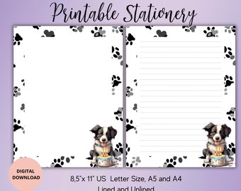 Papelaria para impressão de cachorro-pata de cachorro escrita carta conjunto de papel forrado sem forro a5/a4/eua carta-blocos de notas fofos amante de cachorro-cachorro estacionário