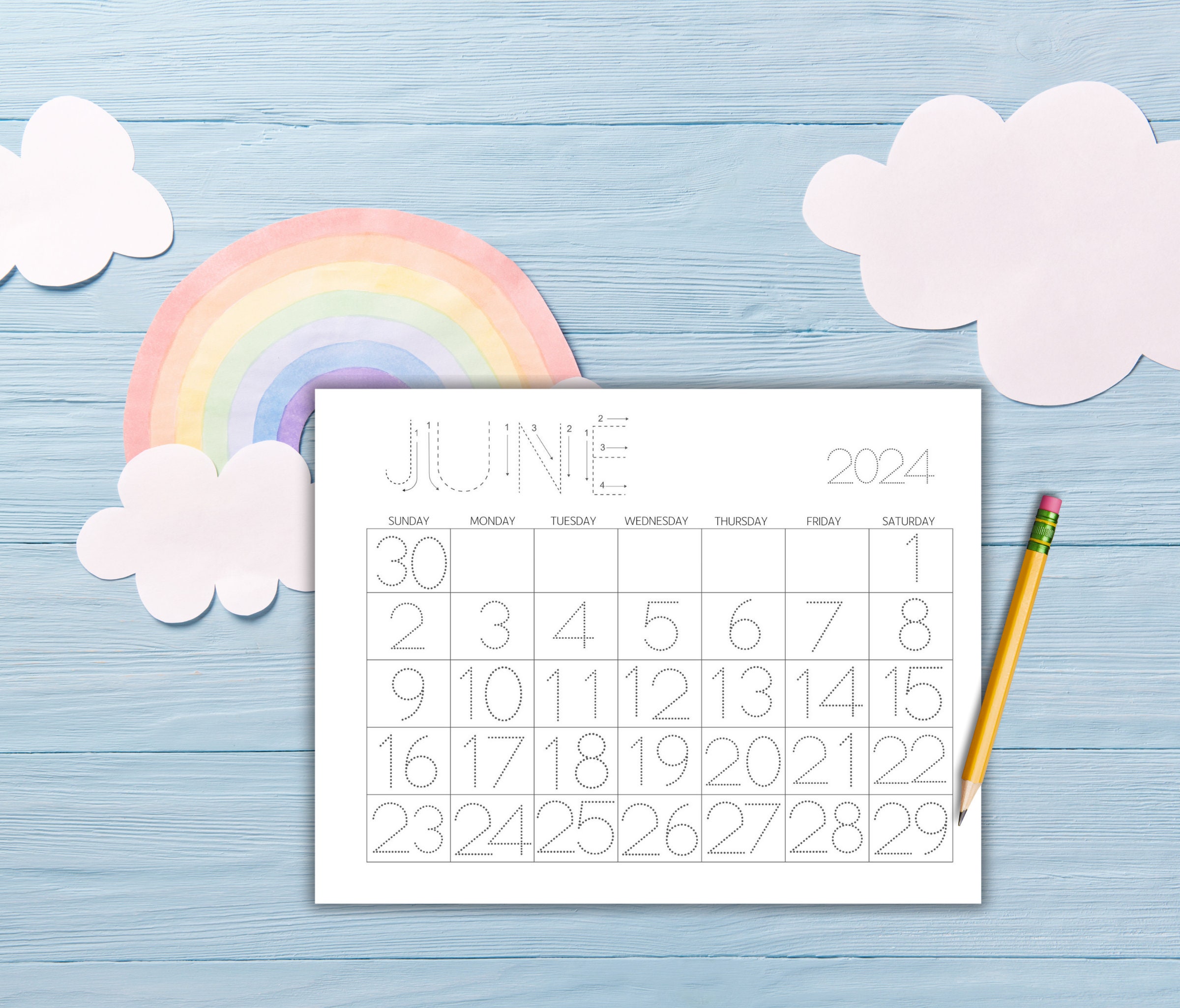 Handwriting Practice Printable Calendar-preschool &kindergarten ...