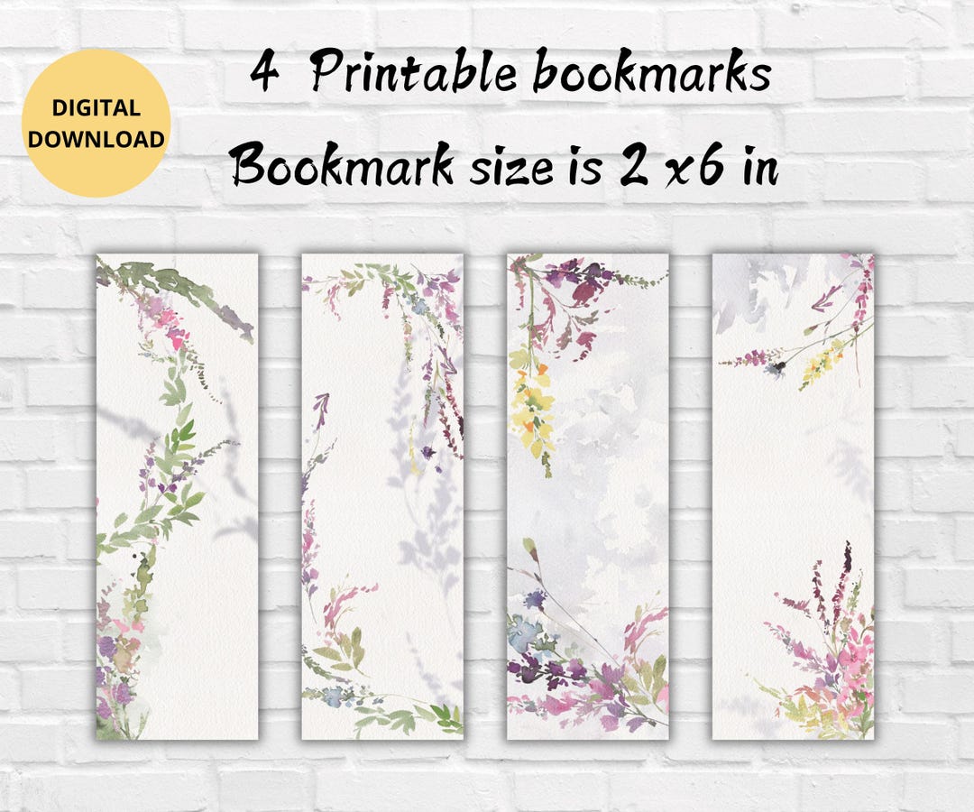 Watercolor Flower Printable Bookmark-flower Bookmarks-cute Bookmarks ...