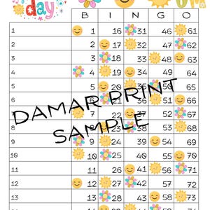 Happy day Printable Bingo Boards-Instant Download -Digital  Bingo Boards - Straight Mixed Blank- 75 Ball
