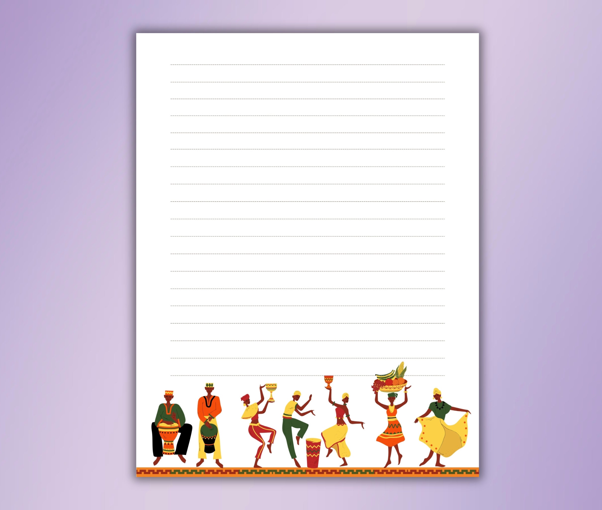 African Culture Dance Printable Writing Paper Set Unlined Lied A5/A4/US ...