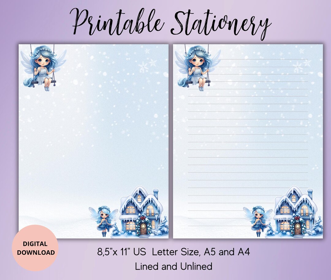 Winter Fairy Printable Stationery-witner Angel Writing Paper Set ...