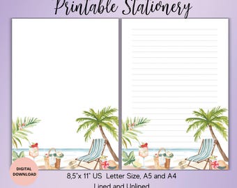 On The Beach Stationery Set-Ocean Writing Paper Unlined Lined A4/A5/US Letter-Summer  Stationery for Letters/Notes-Beach Notepaper