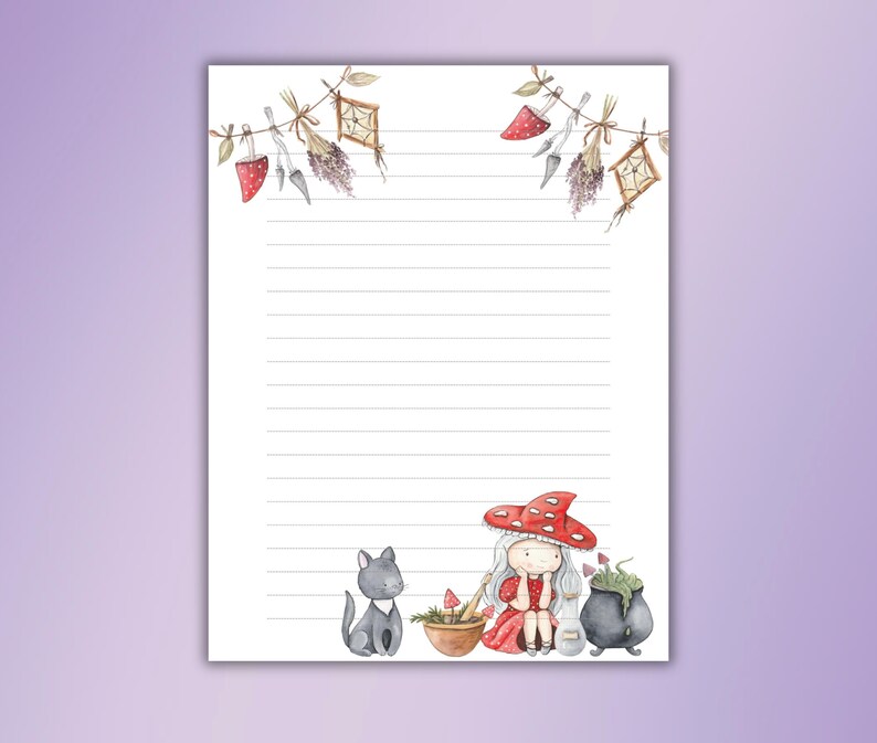 Witches Printable Stationery,digital Custom Stationery,kids Stationary,writing Paper Letter A4 ...