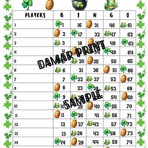 Tableros de bingo para imprimir - Tableros de bingo de 1 a 15 líneas - Lucky Bingo - Recto Mixto en blanco - 75 bolas