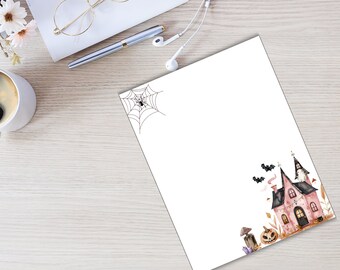 Halloween Briefpapier 'Geisterschloss' – 20 Blatt DIN A4, 90 G/m², Für Drucker & Handbeschriftung