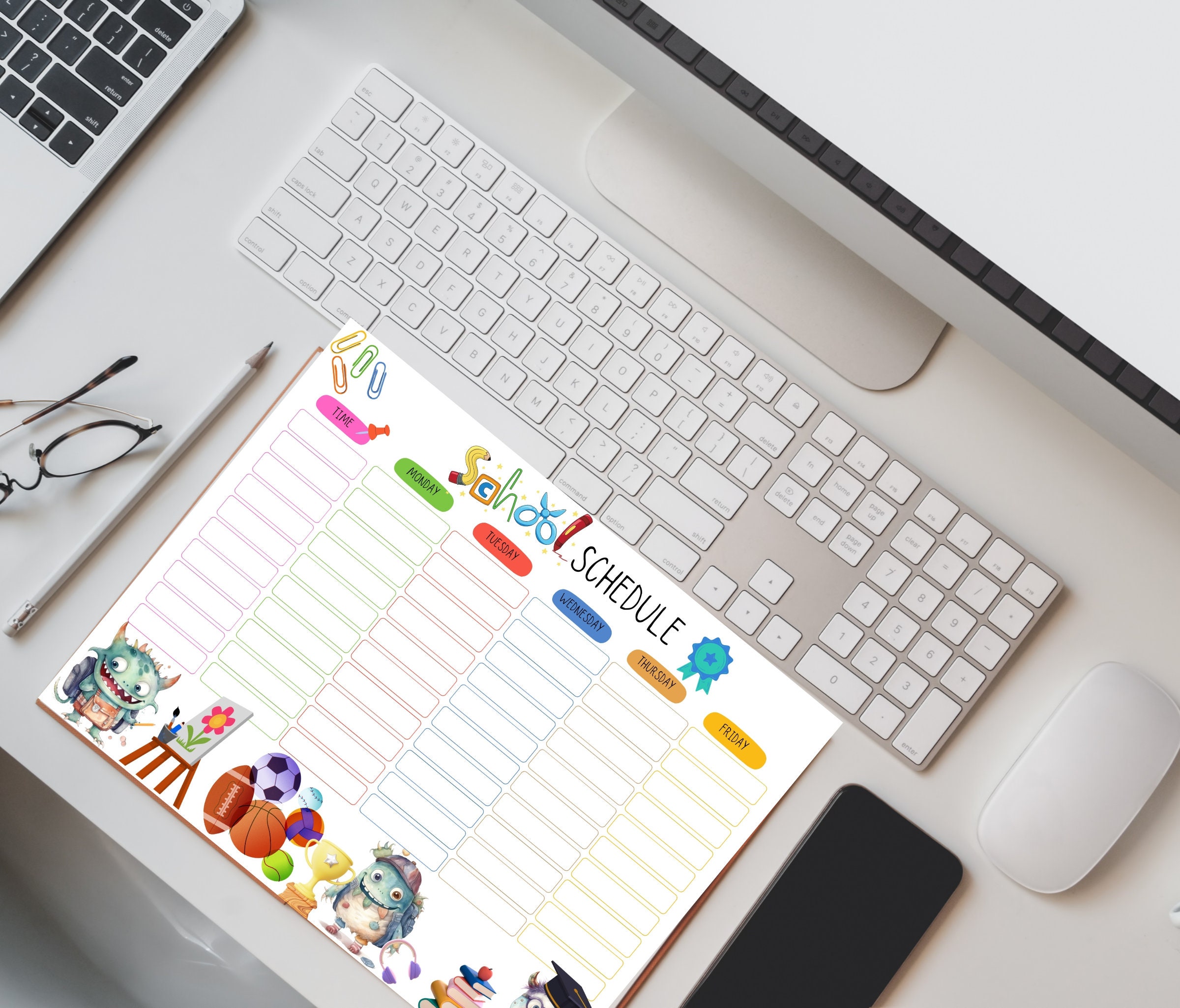 Editable Printable School Schedule for Kids-school Supplies Theme-kids ...