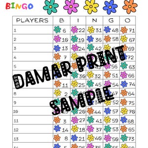 Bingo Ranges Flower Bingo Boards-printable Bingo Boards 1-15 Lines- Straight Mixed ...