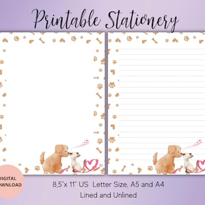 Kat en hond afdrukbaar briefpapier set ongevoerd gelinieerd A5/A4/US brief-hond kattenliefhebber briefpapier-dieren penvriend benodigdheden-kinderen briefpapier