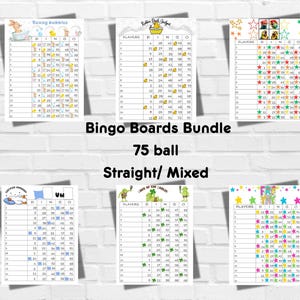 Printable Bingo Boards Bundle -Instant Download - Bingo Boards - Straight Mixed - 75 Ball