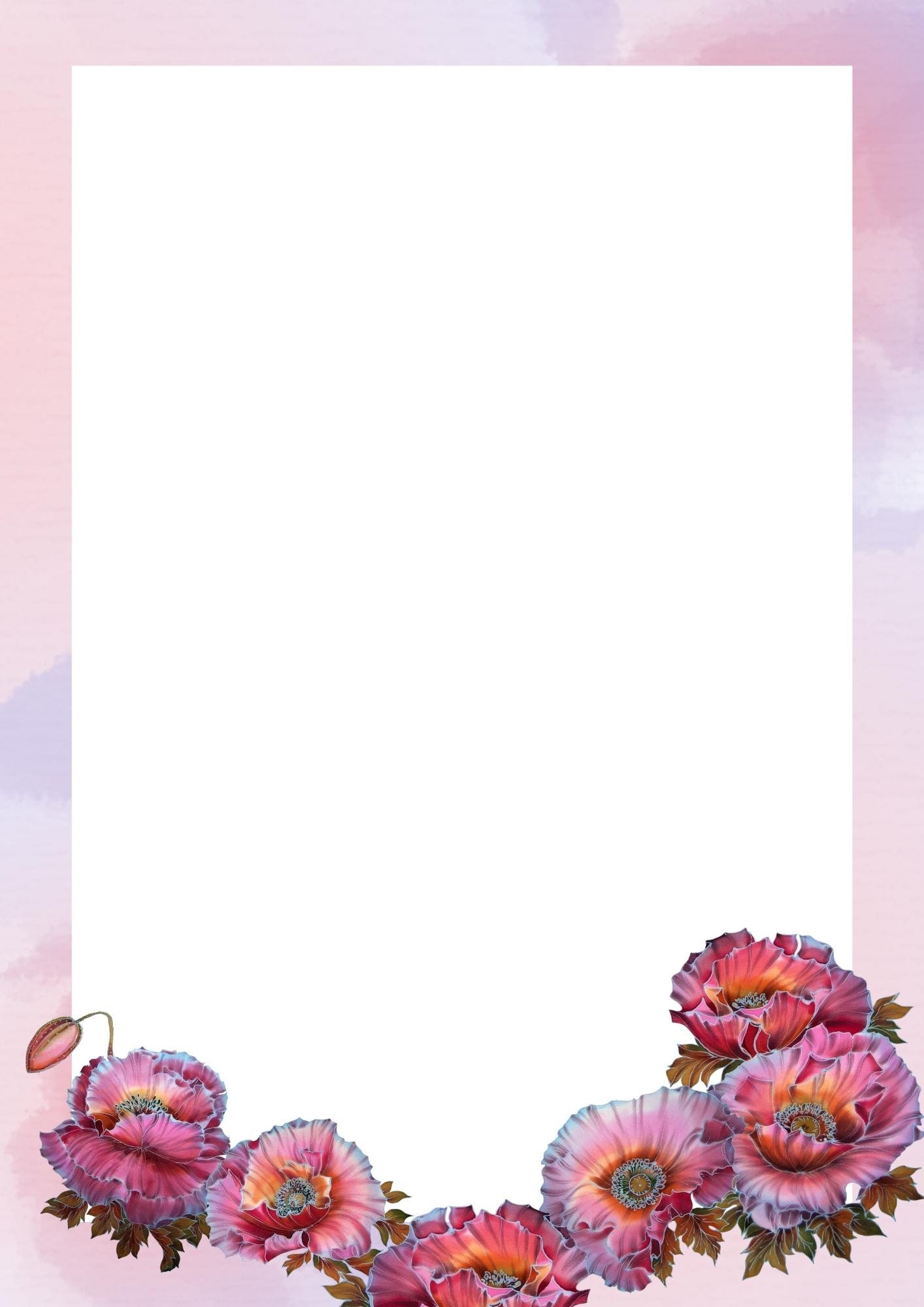Poppy Flower Printable Stationery-digital Download Winter - Etsy
