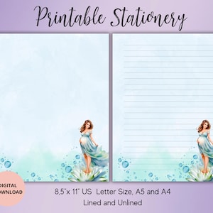 Skrivpapper för gravida, olinjerat, linjerat, A5/A4/US Letter-Lotus Stationery för brev, anteckningar, marin brevvän, graviditetsbrevpapper, set