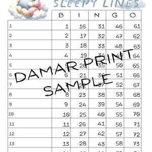Sleepy Lines Printable Bingo Boards-Instant Download -Bingo Boards - Straight Mixed Blank- 75 Ball