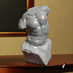 Male Torso Sculpture - Artistic Body Figurine, Modern Home Office Decor, Abstract Human Form Statue, Unique Desk Accent, Gift for Art Lovers