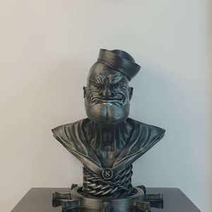 Popeye Bust Sculpture, Vintage Cartoon Figurine, Unique Home Decor, Classic Pop Culture Art, Collector&#39;s Display Statue, Gift for fans