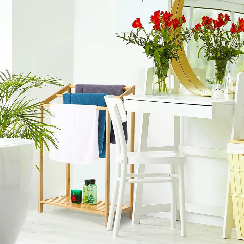 Free Standing Towel Rack With Storage Shelf Poolside Rack Etsy