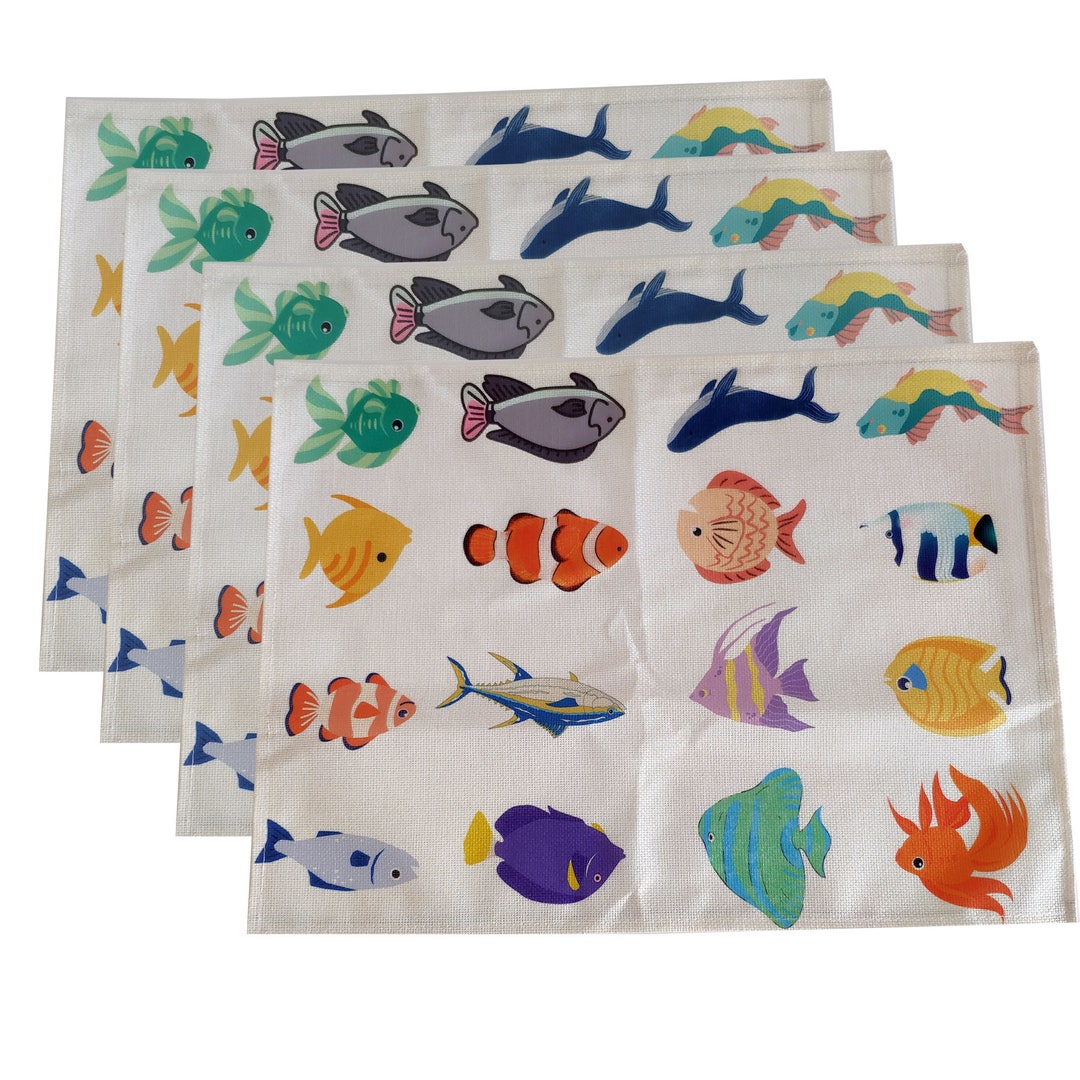 Fish Placemats Beach Themed Placemats Washable Fabric Etsy