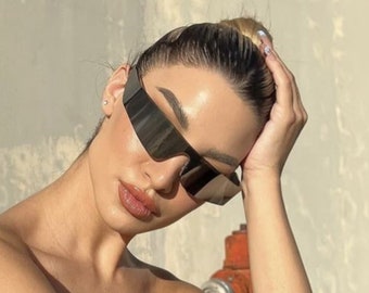 Rimless Black Sunglasses Kardashian Punk Style Sunglasses UV400 Unisex