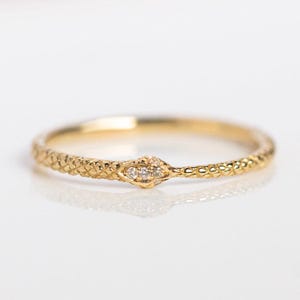 14K Gold Ouroboros Diamond Snake Ring: Symbolic Fine Jewelry